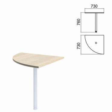 Стол приставной угловой "Арго", 730х730 мм, БЕЗ ОПОРЫ, ясень шимо