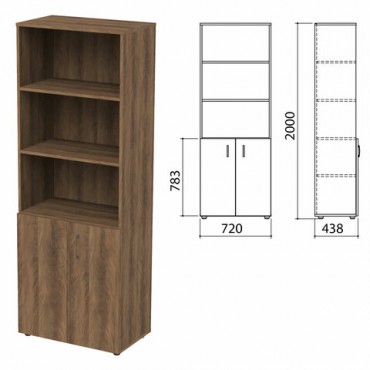 Шкаф полузакрытый "Приоритет", 720х438х2000 мм, 4 полки, лагос (КОМПЛЕКТ)