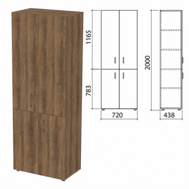 Шкаф закрытый "Приоритет", 720х438х2000 мм, 4 полки, лагос (КОМПЛЕКТ)