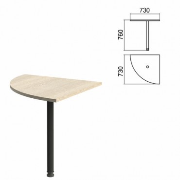 Стол приставной угловой "Арго", 730х730х760 мм, ясень шимо/опора черная (КОМПЛЕКТ)