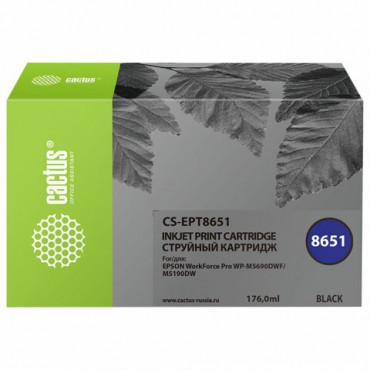 Картридж струйный CACTUS (CS-EPT8651) для Epson WF5190/5690, черный