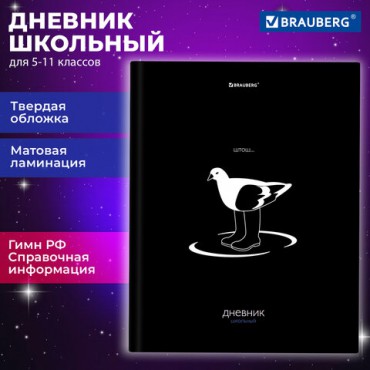 Дневник 5-11 класс 48 л., твердый, BRAUBERG, матовая ламинация, с подсказом, "Штош", 107190