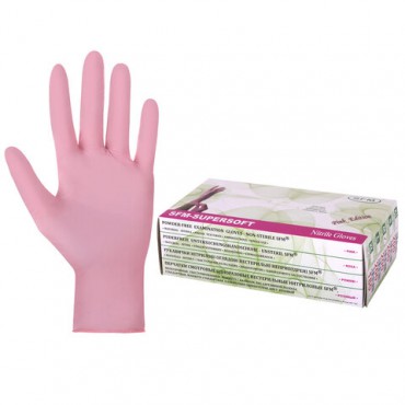 Перчатки нитриловые смотровые SFM Supersoft PINK, 100 пар (200 шт.), размер M (средний), розовые
